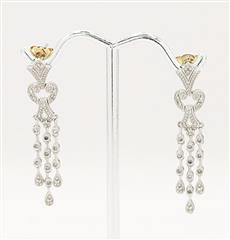 14K Solid White Gold 3.7g Diamond Chandelier Drop Dangle Ornate Dress Earrings